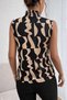 Women's Sleeveless Turtleneck Patterned Single Jersey Blouse - 3
