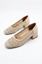 7490 Ventes Stone Embroidered Lace 3 cm High Low Heel Women's Shoes - 7