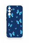 Samsung A34 Compatible Blue Butterfly Patterned Silicone Case - 2