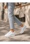 Women's White Silver Detailed Comfortable Lace-Up Daily/Casual Sneaker Sports Shoes - 4