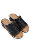 Women's Genuine Leather Black Heeled Slippers - 2