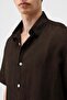 Dark Brown 100% Linen Relaxed Men's Shirt - 4
