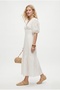 Women's Priya Fisto Embroidered Lined V-Neck Short Sleeve Long Woven Ecru Dress - 4