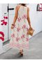 Women's floral print long sleeve supreme dress with spaghetti straps and a straight neckline. - 3