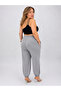Plus Size Belted High Waist Lycra Balloon Cut Elastic Leg Sandy Fabric Women's Trousers - 4