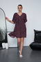 Batwing Sleeve V-Neck Polka Dot Patterned Mini Dress with Waist Tie Detail