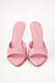 Lumia Single Strap Pointed Toe Goblet Heeled Slippers - Pink Patent Leather - 3