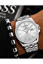 Men's Wristwatch Silver Color Steel Band White Dial Stylish Classic Design with Calendar