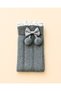 3-Piece Girls' Socks Set with Pompom and Bow Detail, Pink, Gray, White - 4