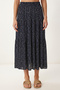 Floral Thin Summer Viscose Skirt Lub0371 Dark Blue White - 3