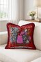 Exotic Zebra Motif Fringed Cushion Cover - Red Color Pillowcase with Burgundy Tassels - 4