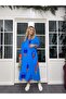 Women's Blue Plus Size Fish Pattern Single Size Viscose Fabric Shirt Dress Hzl26S-Vl12551 - 3