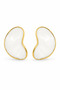 Summer Luxury White Enameled Steel Earrings - Yellow Plated for Women