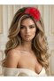 Layered Tulle Bow Plush Feathered Stone Crown Women's Children's Crown Hair Accessory Red - 2