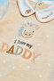 Embroidered Collared Footed Sleepsuit with Long Sleeves - 3