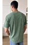 Men's Regular T-Shirt Acid Washed Vintage Effect Painted Petrol Green - 4
