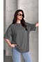 Women's oversized casual t-shirt - basic plain unprinted grey - 7