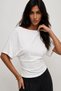 Women's White Asymmetrical Boat Neck Bat Sleeve Cotton Blouse (4798) - 3