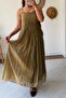 Pliated Collar Strappy Long Dress 3413 - 2