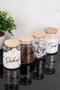 Set of 4 Bamboo Vacuum Lids 800 ml Glass Jars with Transparent Labels for Tea, Sugar, Coffee, Salt Storage Jars - 5