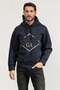 Men's Double Lace Hooded Comfortable 100% Cotton Jersey Fabric Navy Blue Sweatshirt