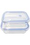 Glass Food Storage Containers Set of 2 Lunch Box with Airtight Lids [370ml & 640ml] - BPA Free Leakproof