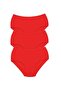 3 Pieces Tutku Women's High Waist Bato Thick Rubber Panties Red
