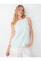 Mint Green Square Neck Sleeveless Linen Blend Woven Blouse