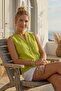 Lemon Mold Color Prevailing Collar Sleeveless Buttoned Single Pocket Casual Linen Look Woven Blouse 68 52 - 4