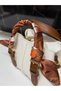 Women's Faux Leather Handbag with Scarf Shoulder Bag - 2
