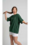 Women's Khaki Oversize Crew Neck Comfortable Fit Relaxed T-Shirt - 3