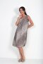 Women's Italian Cotton Collar Elastic Lined Leopard Zero Sleeve Midi Dress - 3