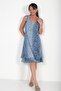 Women's Italian Cotton Leopard Patterned Lined Zero Sleeve Midi Dress - 2