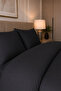 Melodi Plain Cotton Satin Double 4 Piece Duvet Cover Set - 2