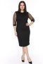 Women's Plus Size Black Tulle Gilded Three Quarter Sleeve Midi Length Dress 12m-2390 - 4