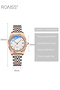 Women's Quartz Watch with Stainless Steel Strap Round Dial Rhinestone Decoration Waterproof Elegant Analog Wristwatch Gift for Women - 6