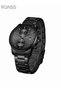 Mens Fashion Business Watch Stainless Steel Waterproof Chronograph Quartz Wristwatch