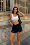 Women's High Waist Ripped Pocket Denim Shorts Black - 4
