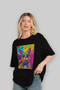 For the Love of Cats 123 Front Cat Printed Black Oversize T-Shirt 100% Cotton Unisex Cat Lover Premium Design - 4