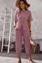 All Day Comfort! Women's Round Neck Button Detailed Loose Cut Double Set - 2