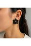 Noir Bloom Handmade Black Flower Earrings – Elegant Design Earrings with Gold Detail - Polymer Clay Black Earrings - 2