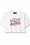 Women's Crop T-Shirt Good Girl Printed Oversize Relaxed Fit Short Tshirt - White - 2