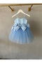 Shedress Baby Blue Girls' Dress - Princess Gown with Large Bow in a Row and Fluffy Tutu Skirt - 3