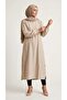 Women's Circular Neck Tunic with Elastic Sleeves and Pockets, Oval Slits - 2