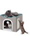 Cat Beds for Indoor Cats - Large Cat Cave with Fluffy Ball Hanging and Scratch Pad, Foldable Cat Hideaway