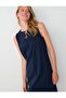 Navy Blue Collar Detailed Sleeveless Short Dress - 3