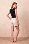 Women's Black Lace Slim Fit Crew Neck Sleeveless Crop Blouse Ema - 6