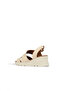 Cream Leather Women's Wedge Heeled Sandals - 4