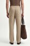 Beige Linen Blend Men's Trousers with Elastic Waist - 5