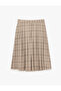 High Waist Tie-Up Pleated Plaid Midi Double-Breasted Skirt - 4